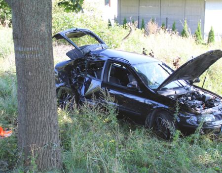 Wypadł samochodem z drogi i trafił do szpitala