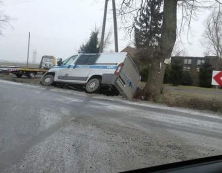 Policyjny radiowóz wpadł do rowu