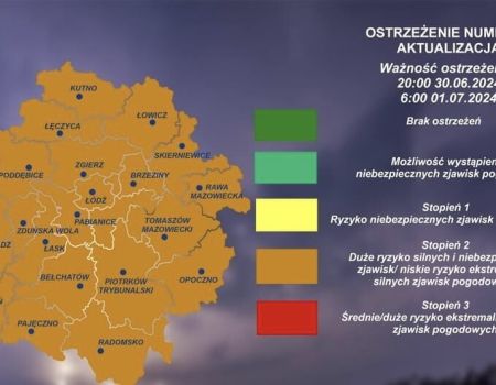 Alert pogodowy: Gwałtowne burze i bardzo silny wiatr, nawet do 110 km/h! IMGW wydało ostrzeżenie II stopnia dla powiatu piotrkowskiego