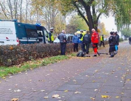 Wypadek z udziałem hulanjogisty na Łódzkiej. Ze ścieżki wystawała podniesiona przez korzenie kostka