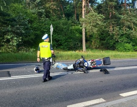 Zderzenie motocykla i ciężarówki. Krajowa 