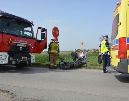 Wypadek z udziałem samochodu i motocykla na Krakowskim Przedmieściu [Zdjęcia]