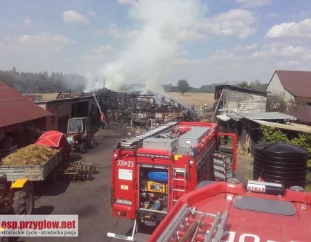 Pożar stodoły w gminie Rozprza