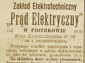 Reklama pierwszego piotrkowskiego zakadu, oferujcego naprawy aparatw telefonicznych.
